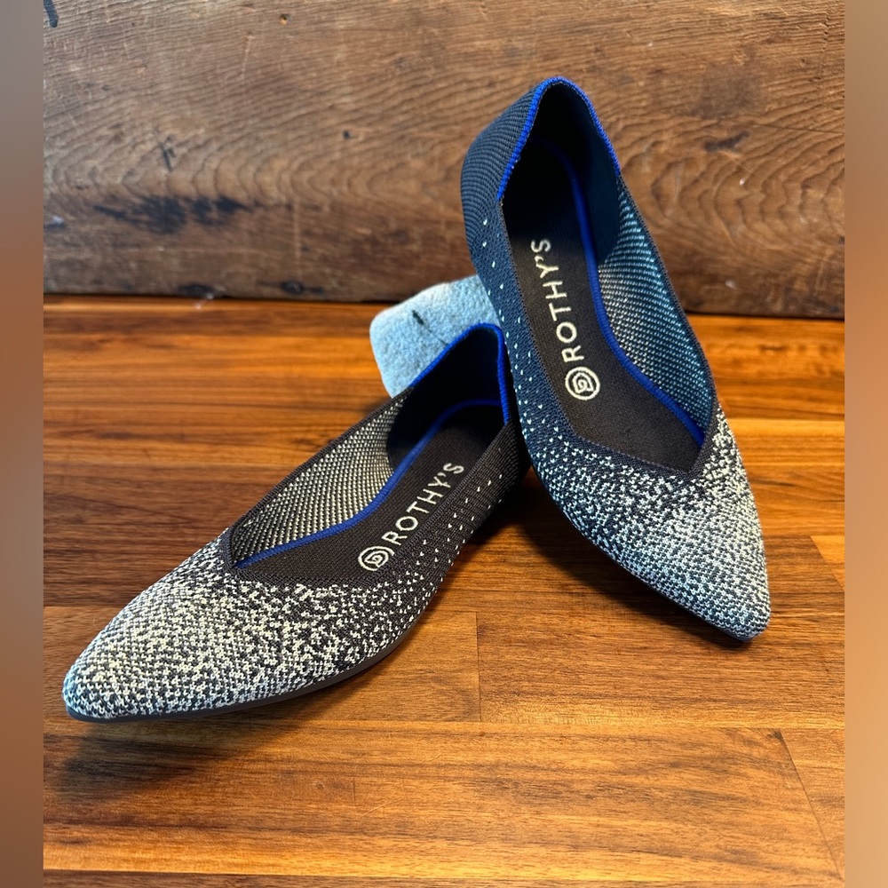 Rothy’s The Point Flats 7 Black Metallic